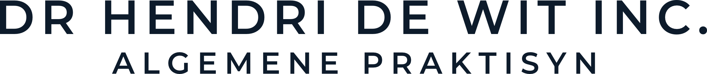 Text logo reading 'DR HENDRI DE WIT INC. ALGEMENE PRAKTISYN' in uppercase letters.